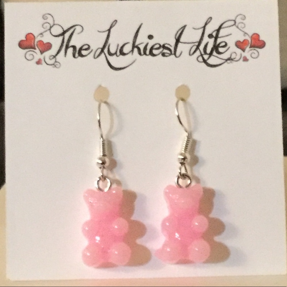 BRAND NEW! Cute Handmade Pink Gummy Bear Earrings